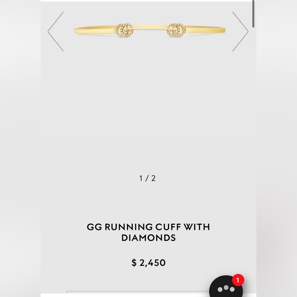 18k yellow gold GUCCI GG running cuff with diamonds size OS - Picture 8 of 8